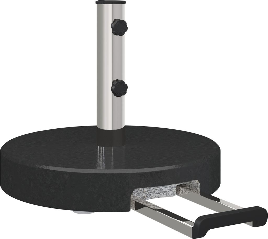 Eleganten-Stil Rollender Sonnenschirmständer mit Griff Schwarzer Granit 29 kg Rund - Sonnenschirmständer DE19918