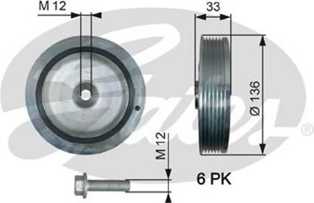 Poulie de vilebrequin pour Renault Kangoo et Espace GATES TVD1008A OE