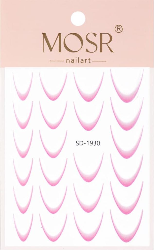 Selbstklebende Nagelsticker mit Farbverlauf/French/Ombre/French Smile Line, 23 Stück, Hellrosa, SD-1930