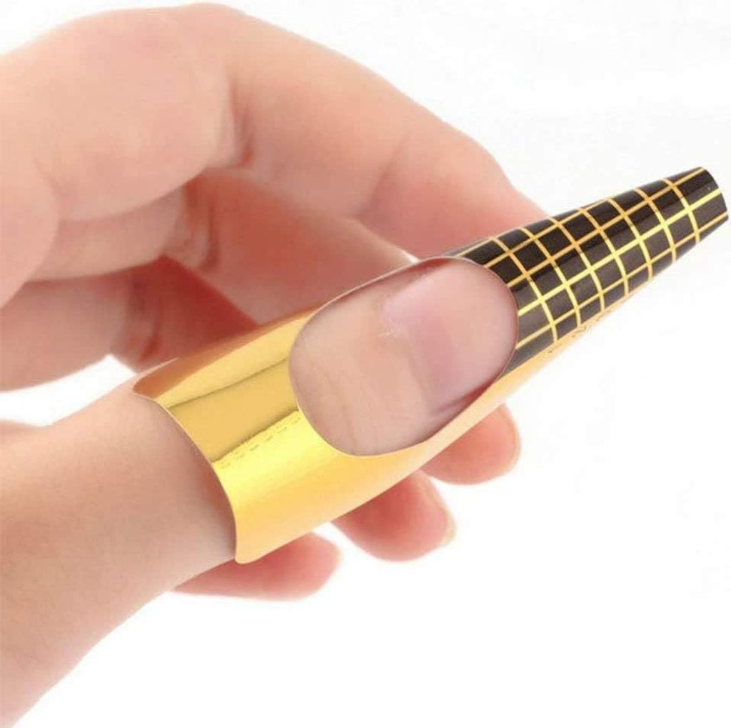 500 selbstklebende Nagelschablonen für Nagelverlängerung - Goldfarben