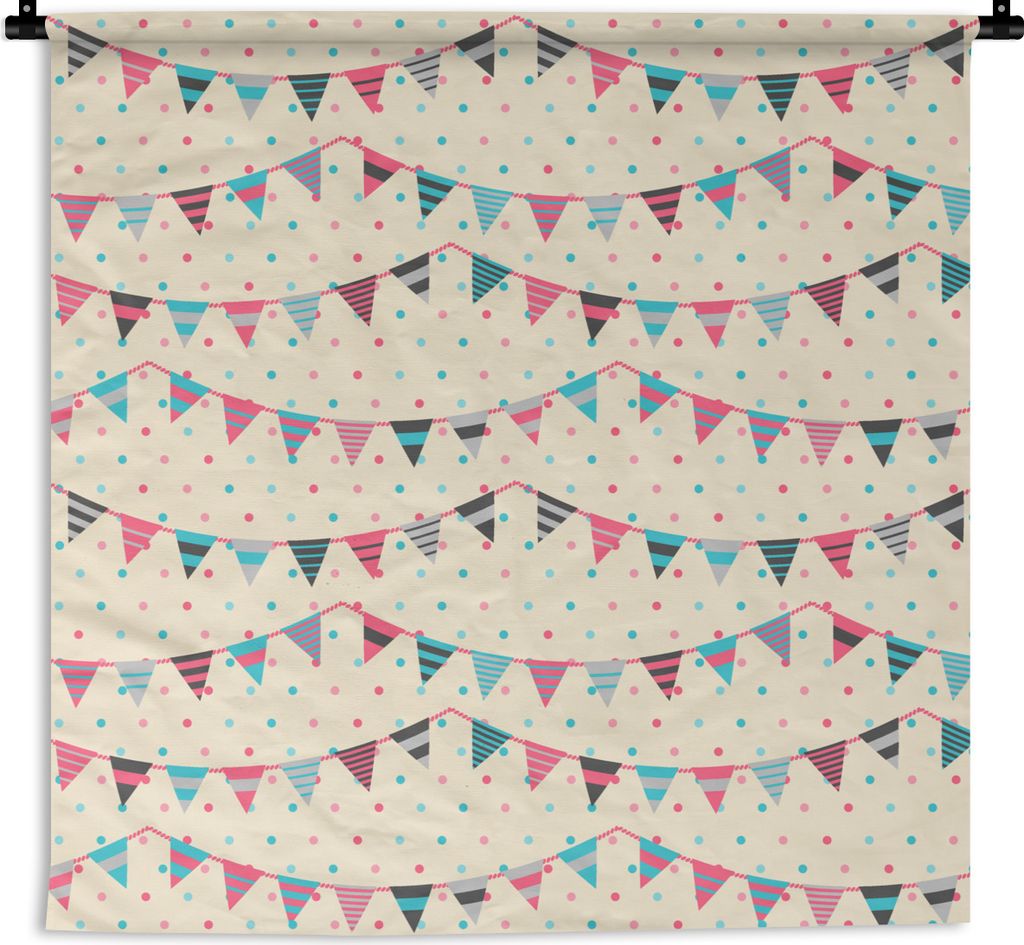MuchoWow Wandteppich Wandbehang Girlanden - Muster - Pastell 120x120 cm Tapisserie Dekoration Wandtuch - Modern - Baumwollgewebe