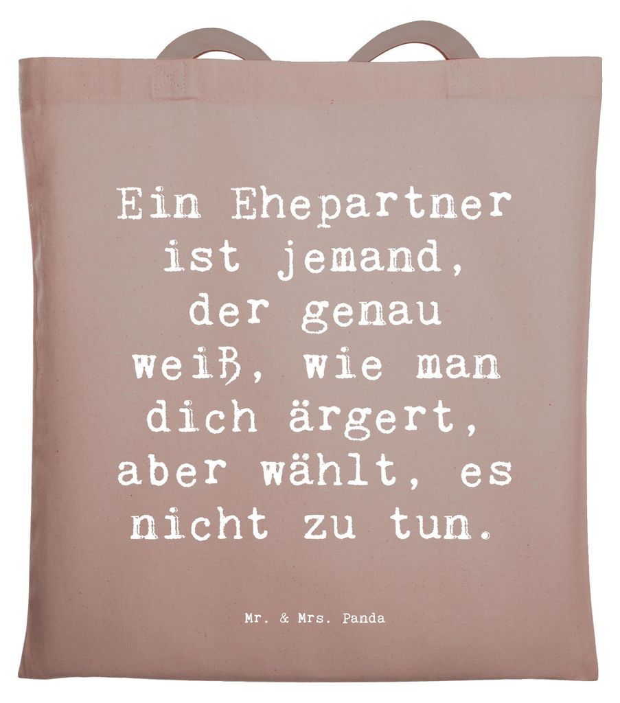 Mr. & Mrs. Panda Jutebeutel Spruch Ehepartner Liebe - Braun Pastell - Geschenk, Geburtstage, Tote Bag, Verständnis, Tasche, campus, Shopping, pers...