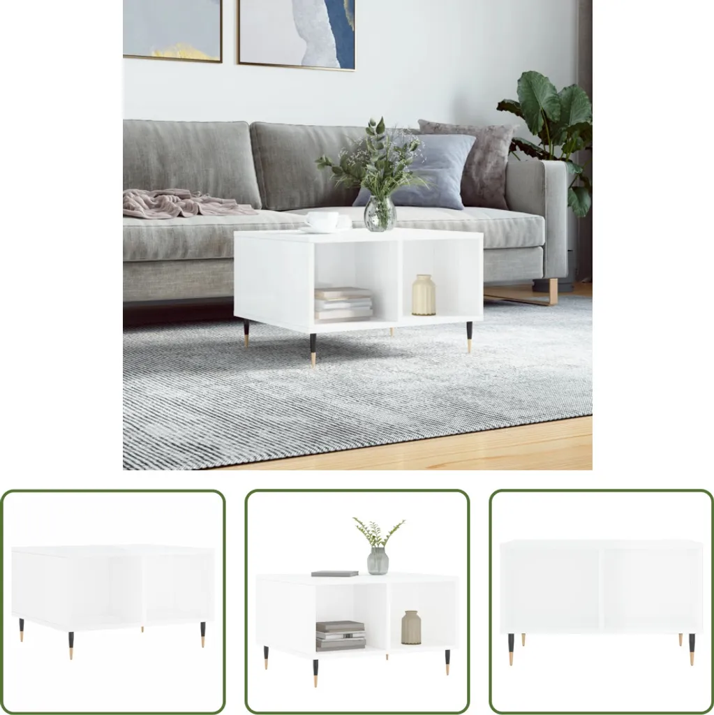 Tavolino Basso Bianco Lucido 60x50x36,5 cm | Arredo Minimal Living