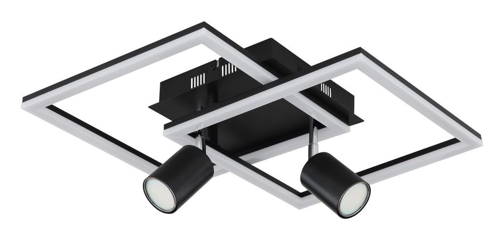 Globo Lighting Deckenleuchte Metall schwarz matt, Kunststoff opal, mehrere Stufen über Wandschalter, Memoryfunktion, 3 Lichtstufen schaltbar, LxBx...