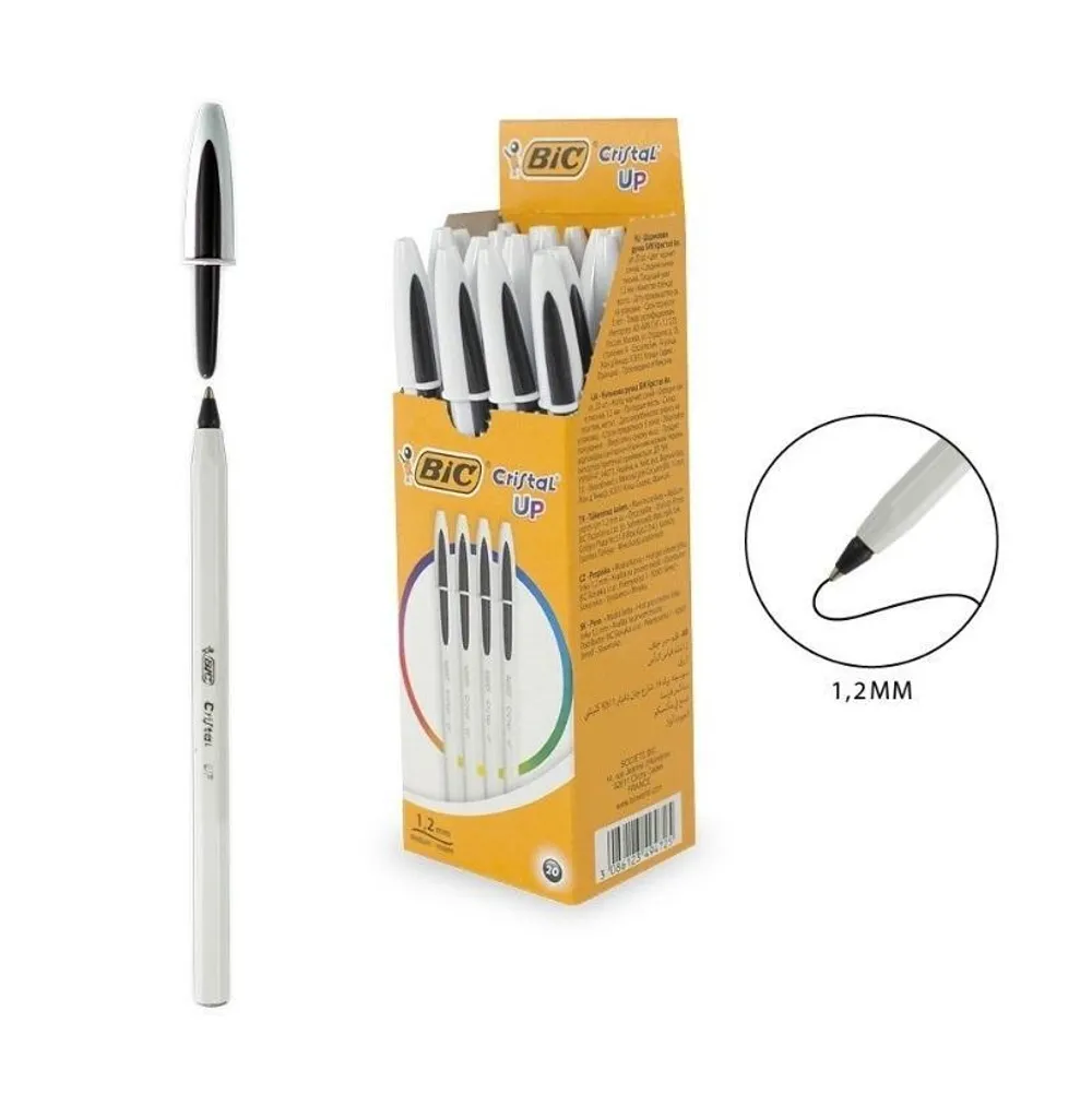 Penne BIC Cristal Up Nere 20 Pezzi | Design Bianco e Tratto 1.2mm - 8