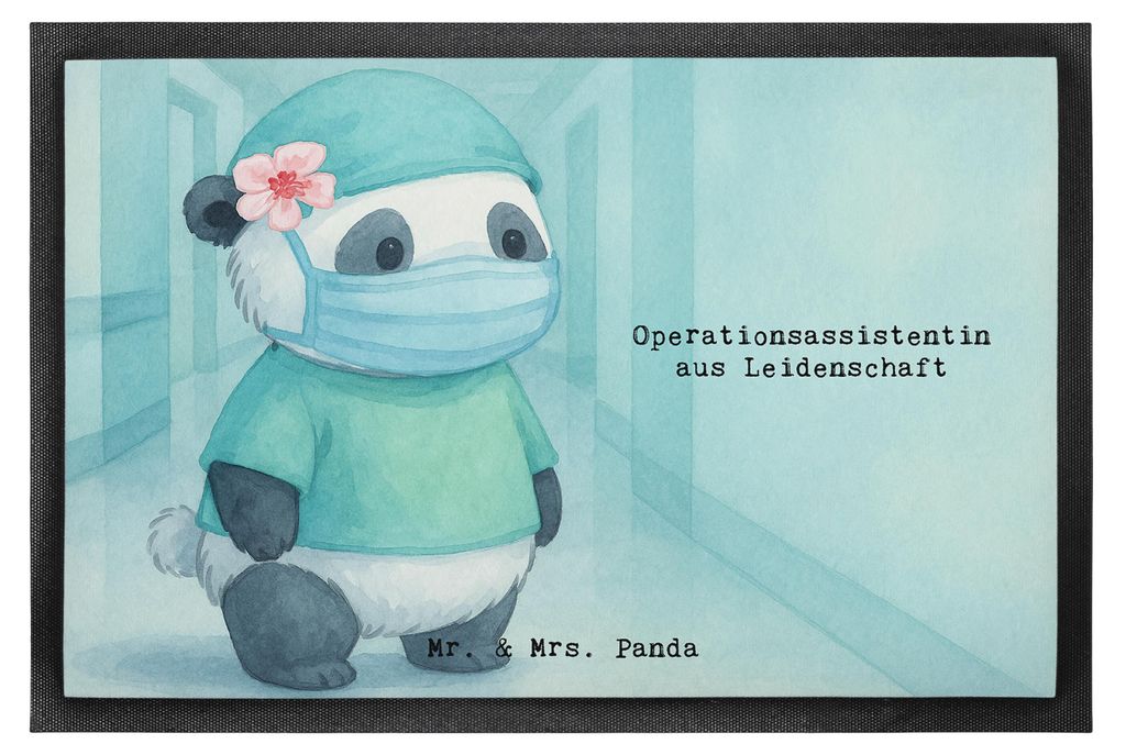 Mr. & Mrs. Panda Schuhabstreifer Operationsassistentin Leidenschaft Design 50 x 75 cm - Weiß - Geschenk, Spruch, Gummimatte, OTA, Ausbildung, Witz...