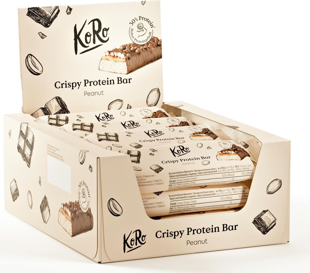 KoRo I Crispy Protein Bar Peanut 12 x 60 g Produktbild 