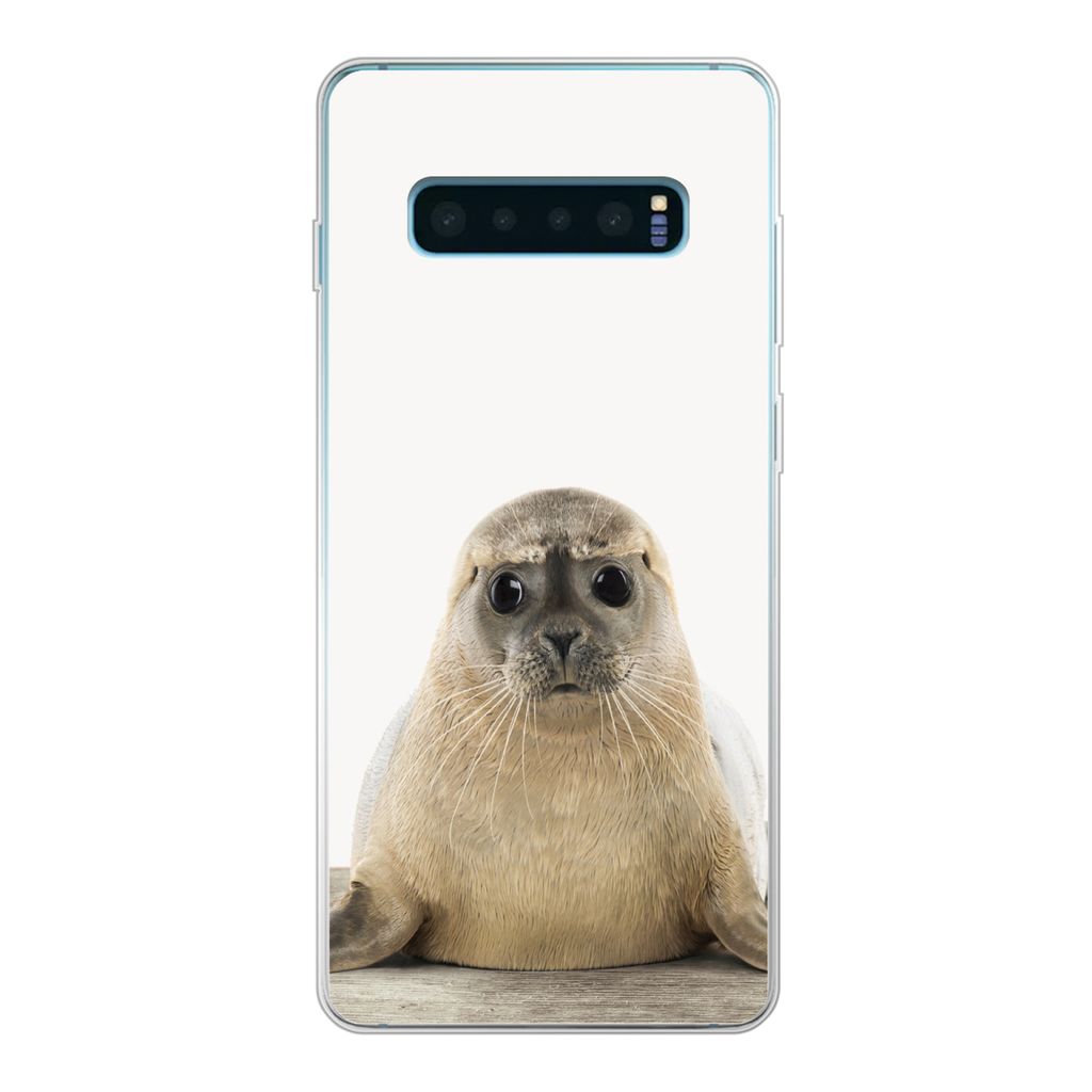 MuchoWow Handyhülle Schutzhülle Hülle für Samsung Galaxy S10 Plus Robbe - Tiere - Kinder - Jungen - Mädchen - Kinder Silikon Softcase Handy ...