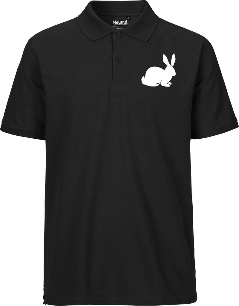 Huuraa Herren Polo Shirt Hase Kaninchen Silhouette 3XL Black Bio Baumwolle Fairtrade Poloshirt Geschenkidee