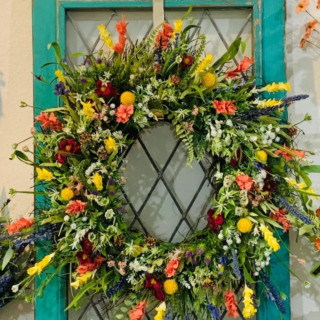 INF Couronne florale 35cm en polyester et polyuréthane multicolore - 2