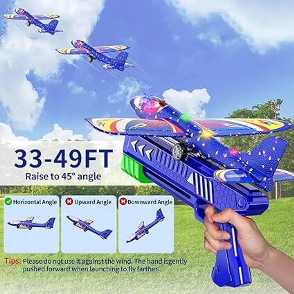 Lanceur de mousse lumineuse pour enfants, catapulte planeur de 10M, Interaction Parent-enfant, avion d'extérieur, pistolet, jouets volants pour enfants