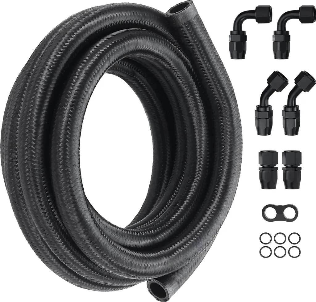 Tuyau de Carburant 10AN en Nylon et Acier avec Kit d'Adaptateurs Pivotants