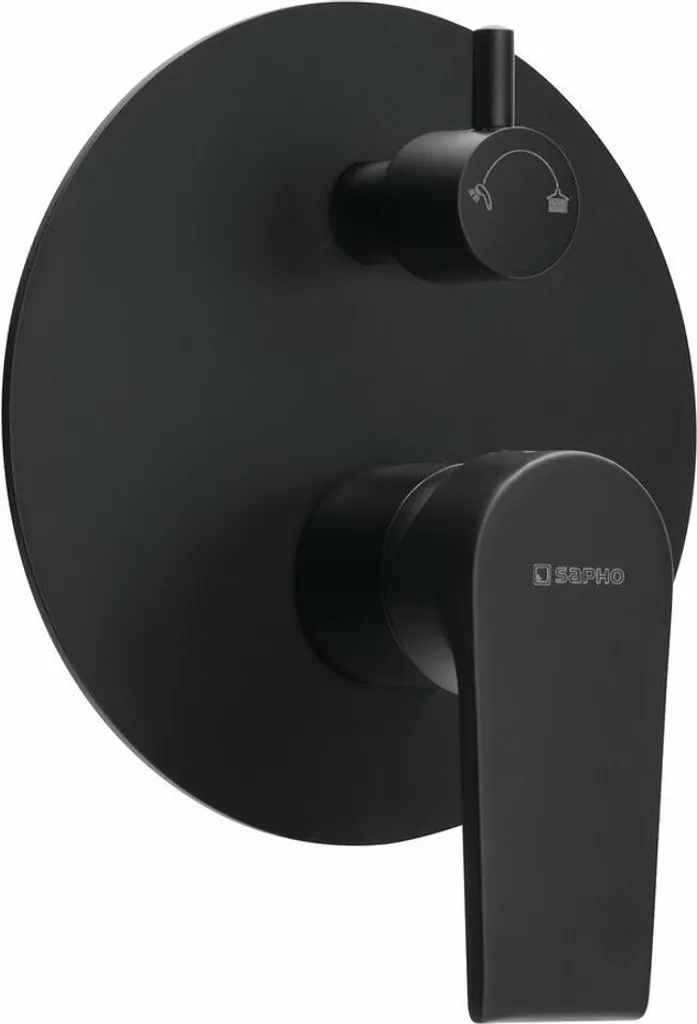 Sapho Kai - Miscelatore da incasso per doccia con corpo, 2 uscite, nero opaco KA43/15