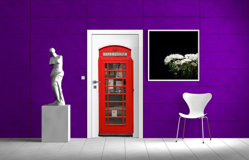 A.Monamour 3D Türfolie London - Rote Telefonzelle Selbstklebend 95x215cm