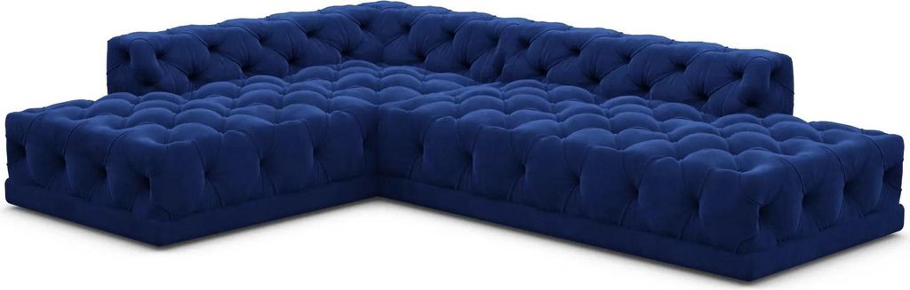 Samtstoff L-Form Lounge Sofa Meliva Königsblau Links