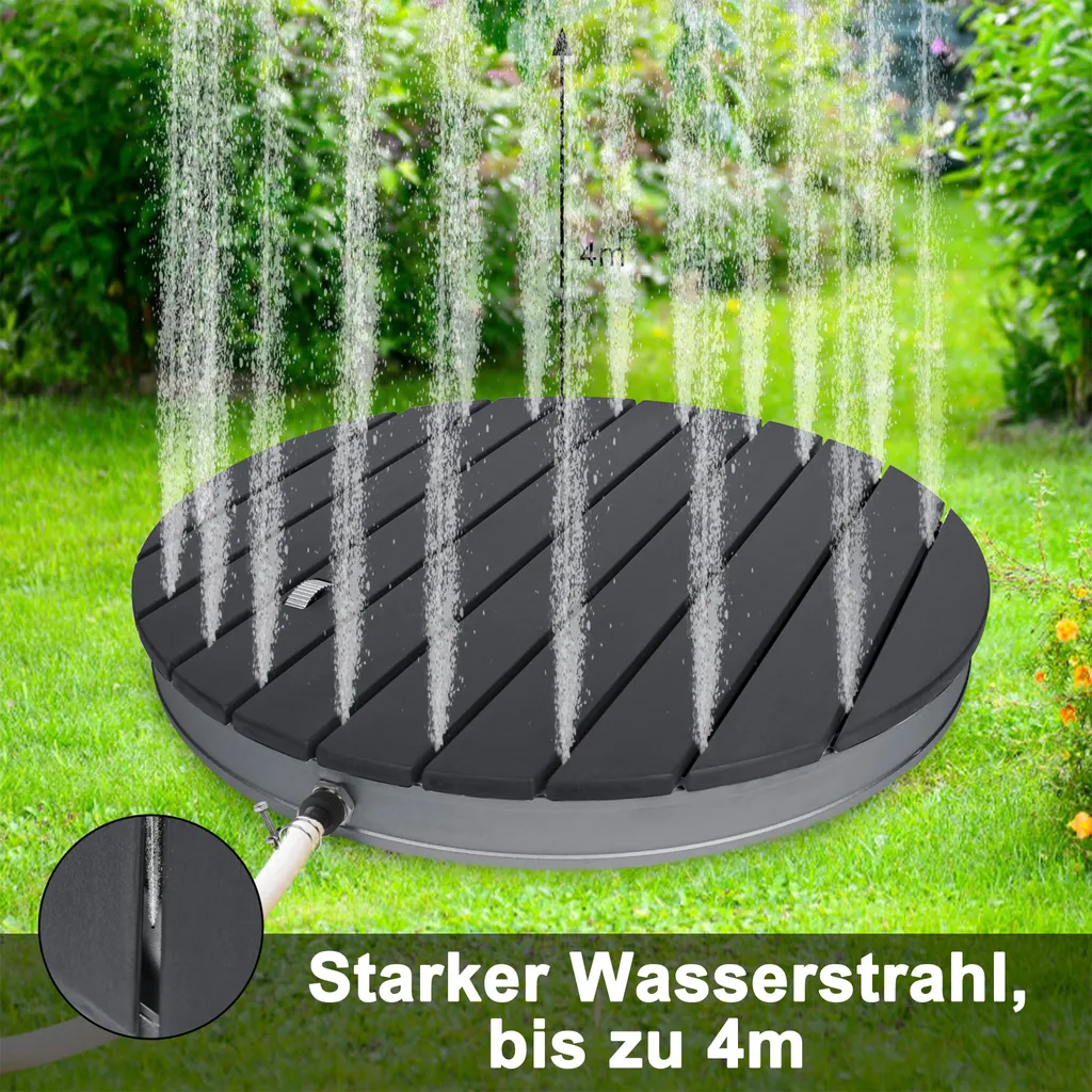 Douche extérieure avec roue réglable et plateforme WPC - Design Gris