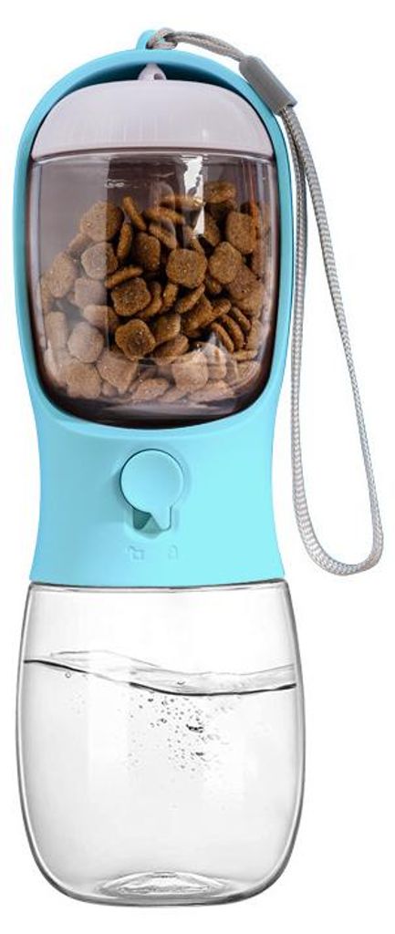 Osportfun Hundetrinkflasche, tragbare Trinkflasche für unterwegs, 550 ml auslaufsicherer Wasserspender mit 100 ml Futterbehälter, Trinkflasche mi...