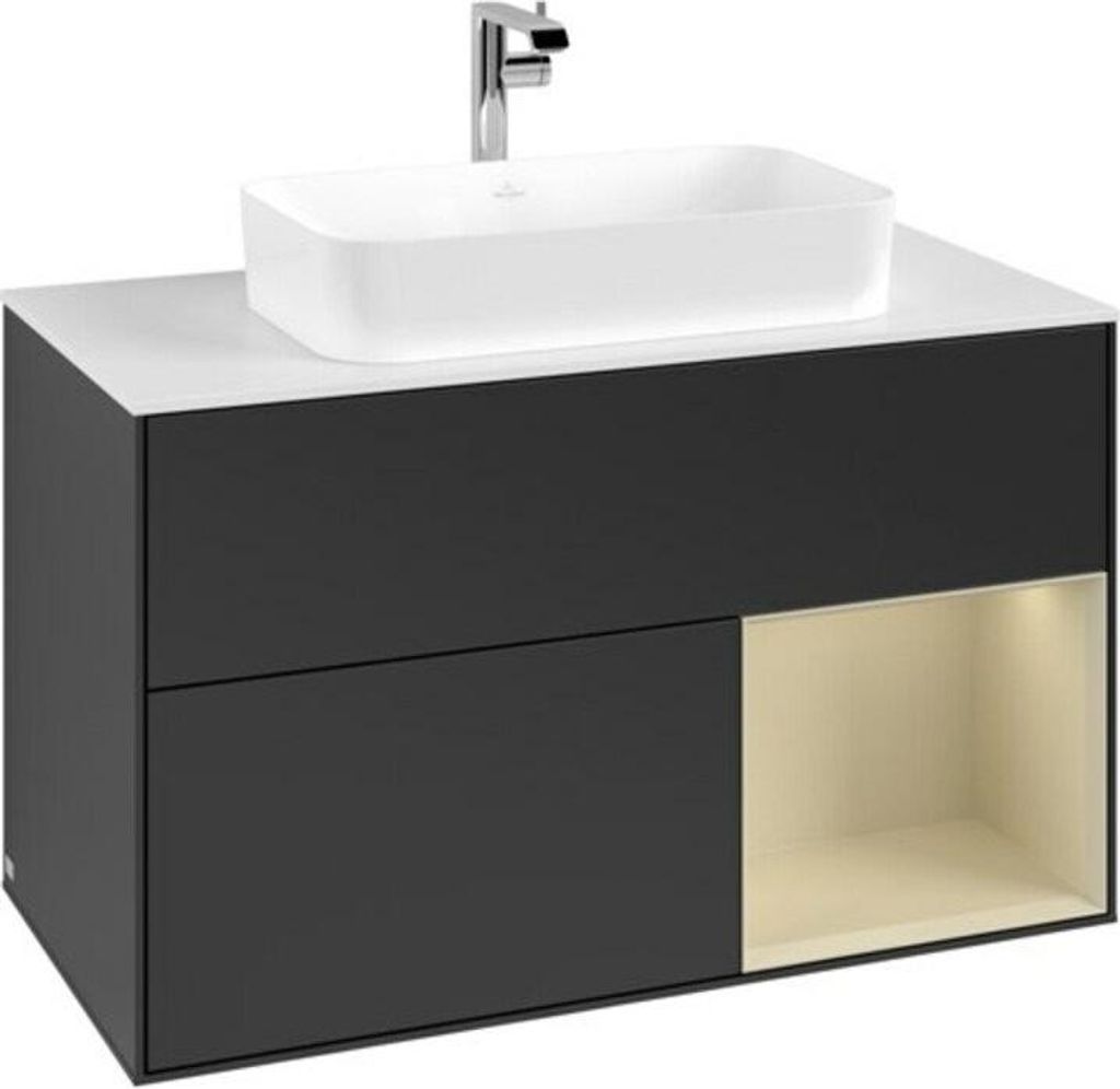 V&B Waschtischunterschrank Abdeckplatte wh. m Finion 100x60,3cm, Rg re si Gr m Lac, bla m Lac