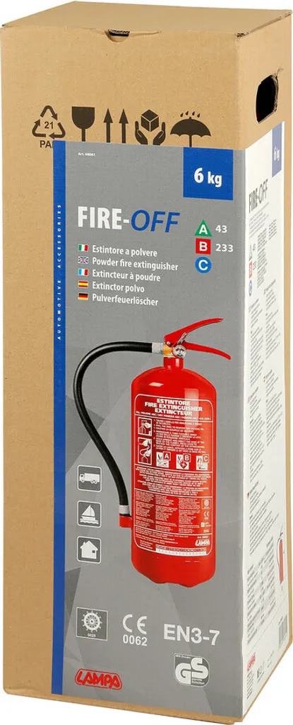 Extincteur 6 Kg Fire-Off à haute capacité d'extinction et manomètre