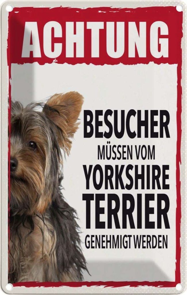 vianmo Blechschild 30x20 cm Tiere Achtung Yorkshire Terrier Hund
