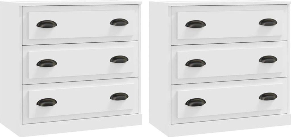 Sideboards 2 Stk. Weiß Holzwerkstoff