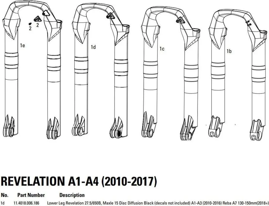 Fourreau Rockshox Revelation 27.5 Noir Diffusion Châssis de Rechange