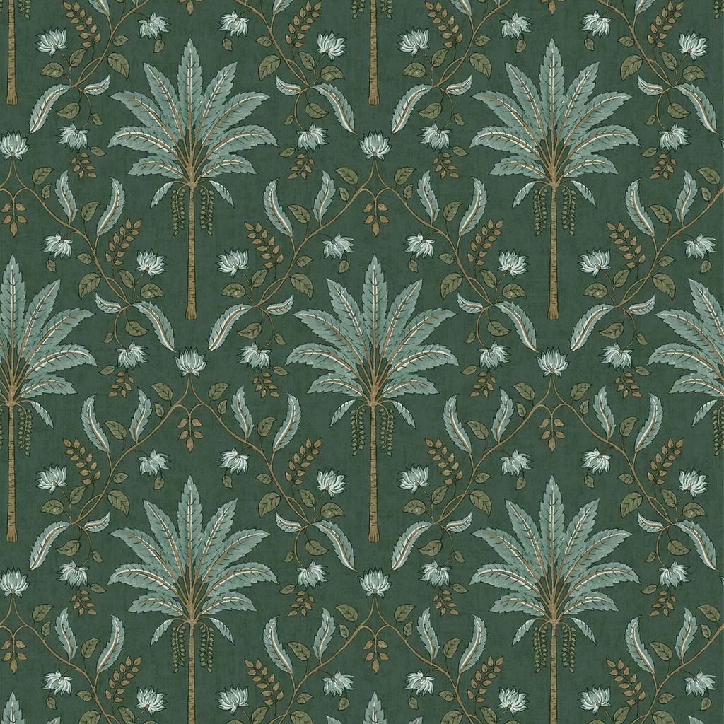 Holden Décor - Tapete "Eastern Horizons", Palme Spalier AG3728 (10 m x 53 cm) (Petrol)