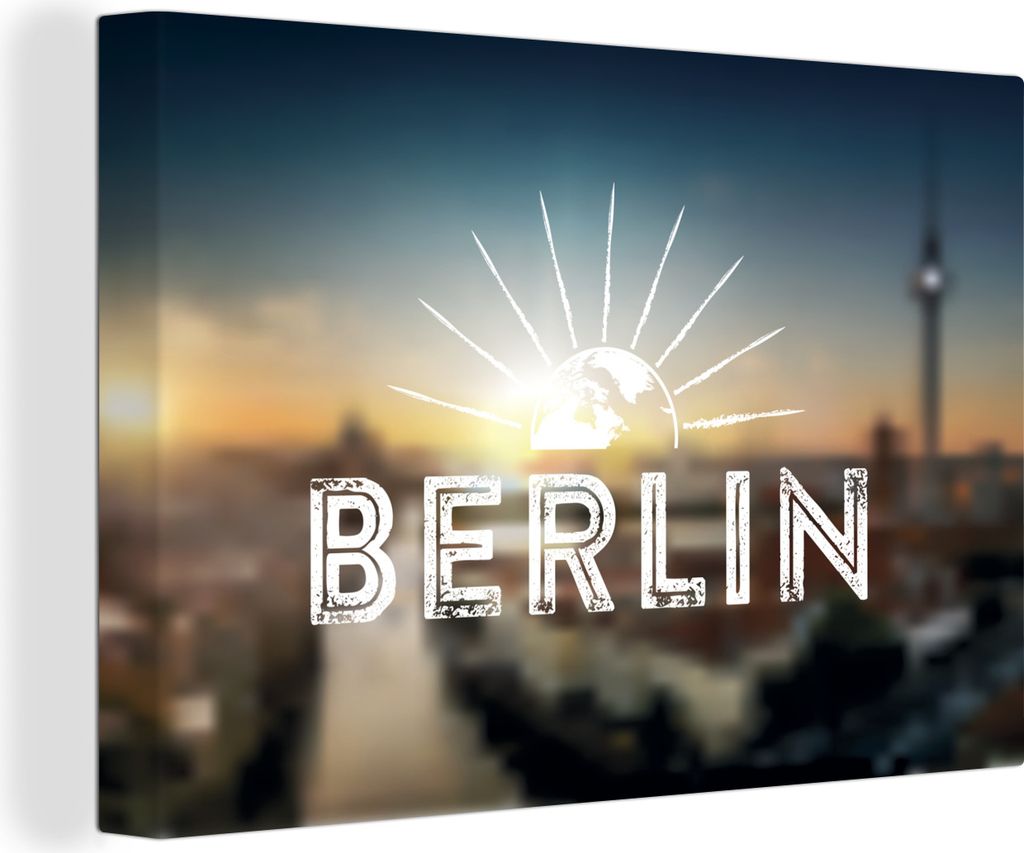 OneMillionCanvasses - Leinwandbilder - 140x90 cm, Skyline - Briefe - Berlin, Wandbilder Kunstdruck Wanddekoration