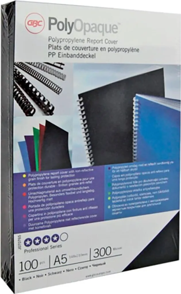 GBC copertina PolyOpaque DIN A4 0,30 mm rosso scuro 100 pezzi