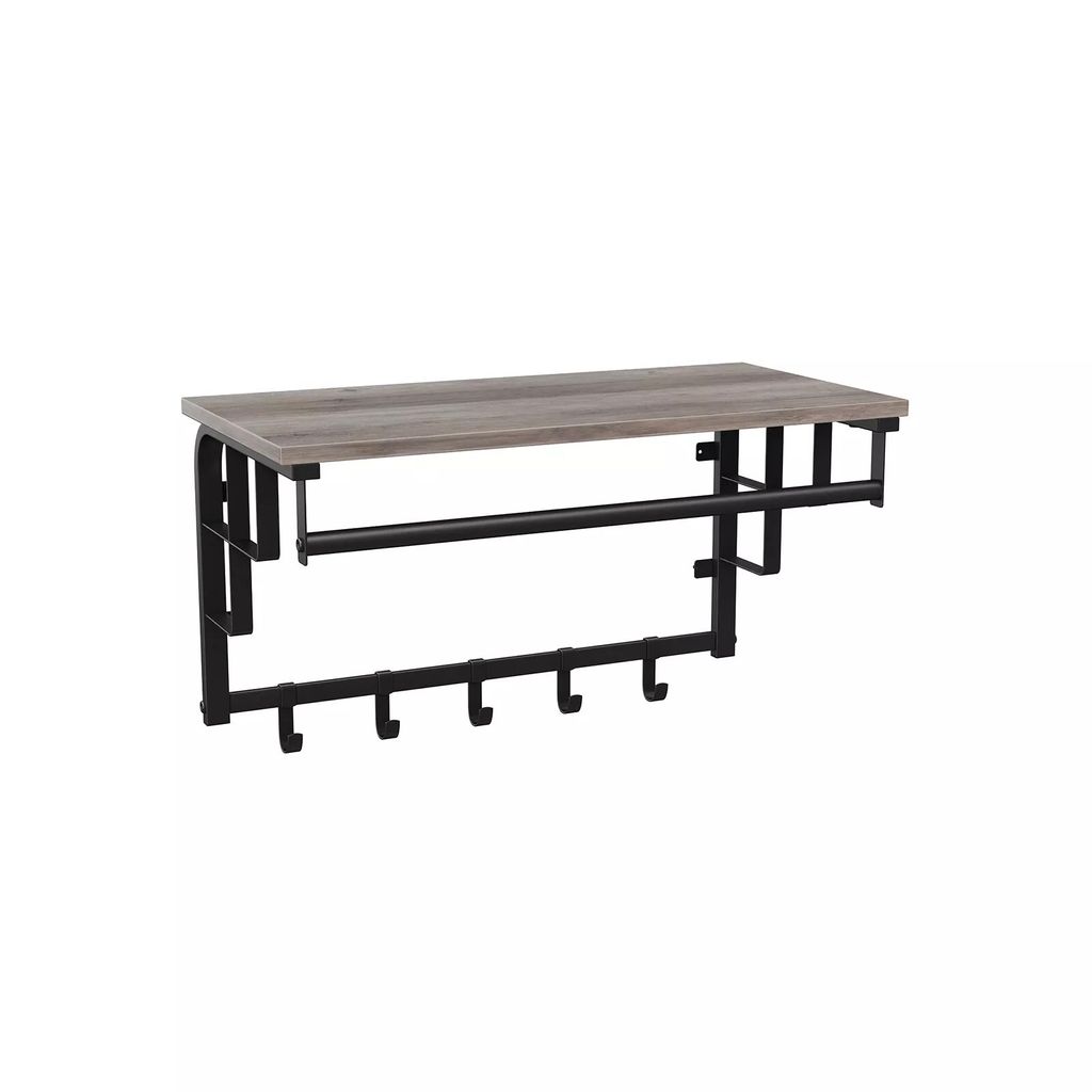 In And OutdoorMatch Wandgarderobe Garth - Mit Hutablage - Garderobe hängend - Holz - Industriell