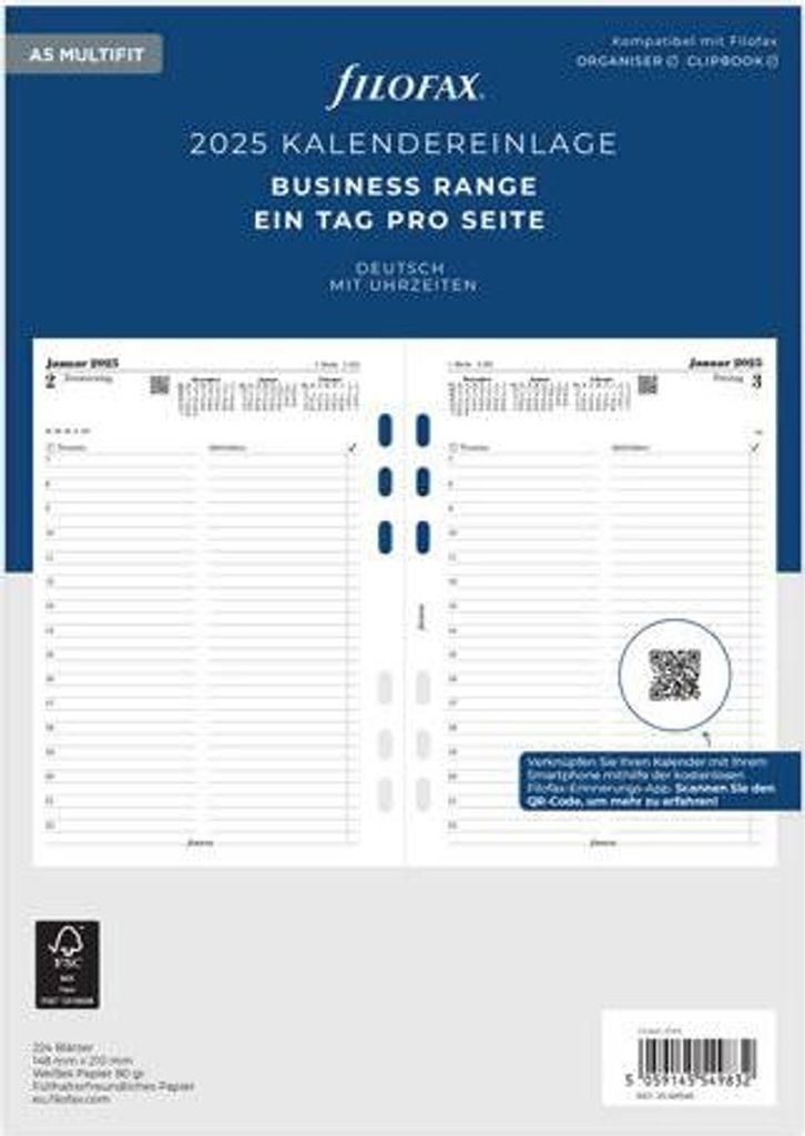 FILOFAX Kalendereinlage 2025 - A5 - 1 Tag = 1 Seite -  Produktbild 