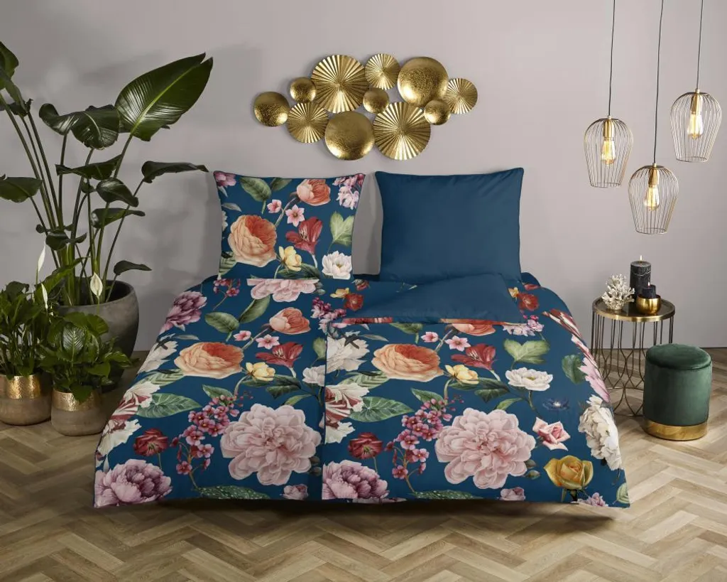 Set Copripiumino Floreale Descanso 135x200 cm - Raso di Cotone Bio