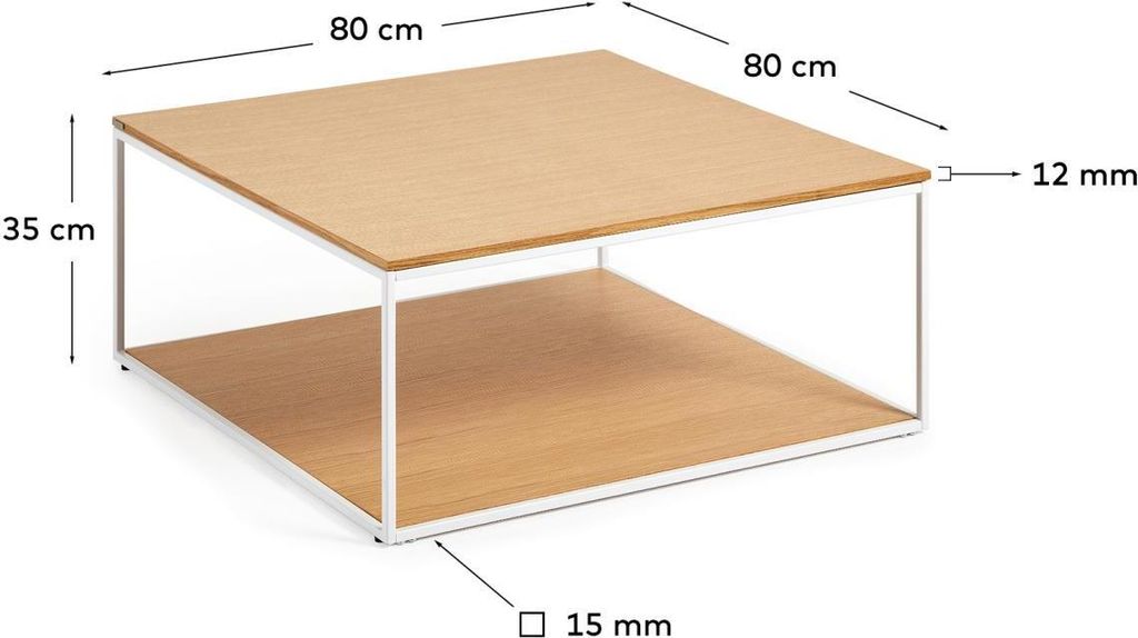 Couchtisch Yoana 80 x 80 x 35 cm Eichenfurnier Wohnzimmer Tisch Neu