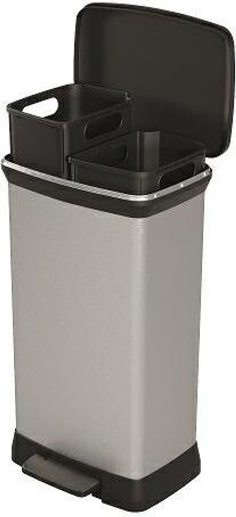 Odpadkový koš DECO BIN Duo 23L+23L, stříbrný Obrázek produktu 