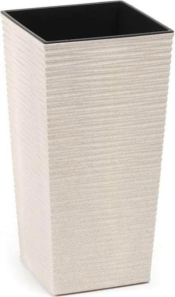 LAMELA Blumentopf FINEZIA ECO WOOD DLUTO – Rillenstruktur 30 x 30 cm, Höhe 57 cm, Weiß