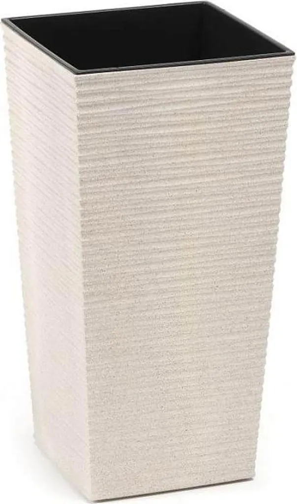 Pot de fleurs cannelé blanc Eco Wood Finezia 40x40x75 cm design moderne
