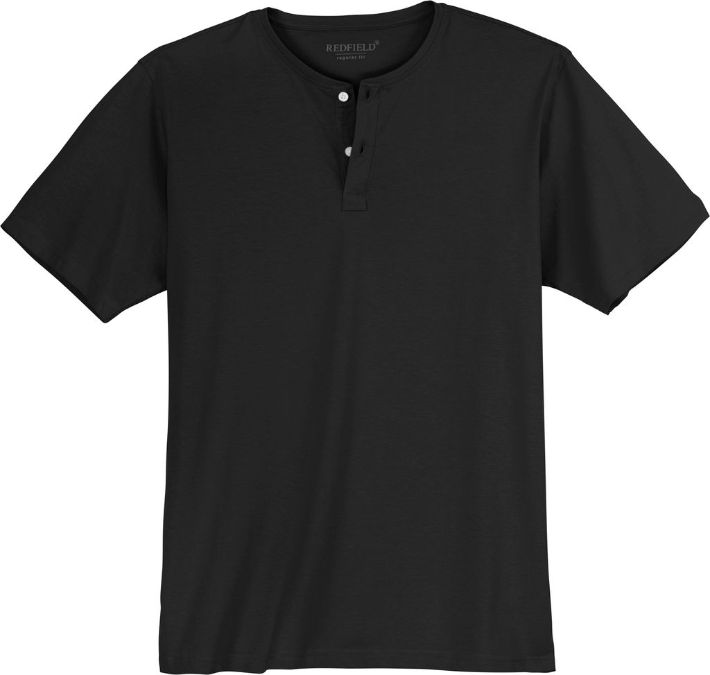 Redfield T-Shirt schwarz mit Knopfleiste Übergröße