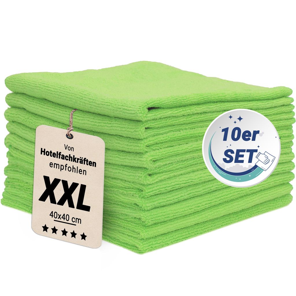 10er Set Mikrofasertuch, 40x40 cm, grün Produktbild 