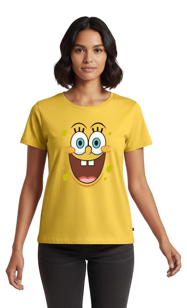 Spreadshirt SpongeBob Schwammkopf Kostüm Karneval Frauen Premium T-Shirt, XL, Sonnengelb