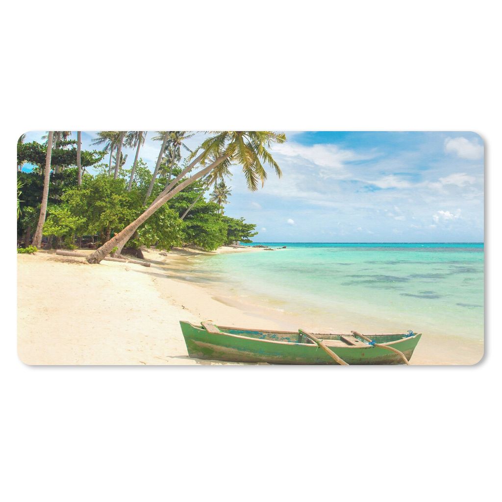 MuchoWow Mauspad Mousepad Strand - Kanu - Palme - Tropisch 60x30 cm - Mousepads - Maus Mat - Pad - Mausunterlage - Nachhaltig