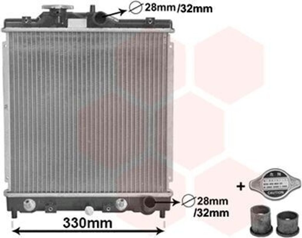 VAN WEZEL 25002122 - OE 19010 P03 901 Kühler, Motorkühlung für Civic V, Civic VI