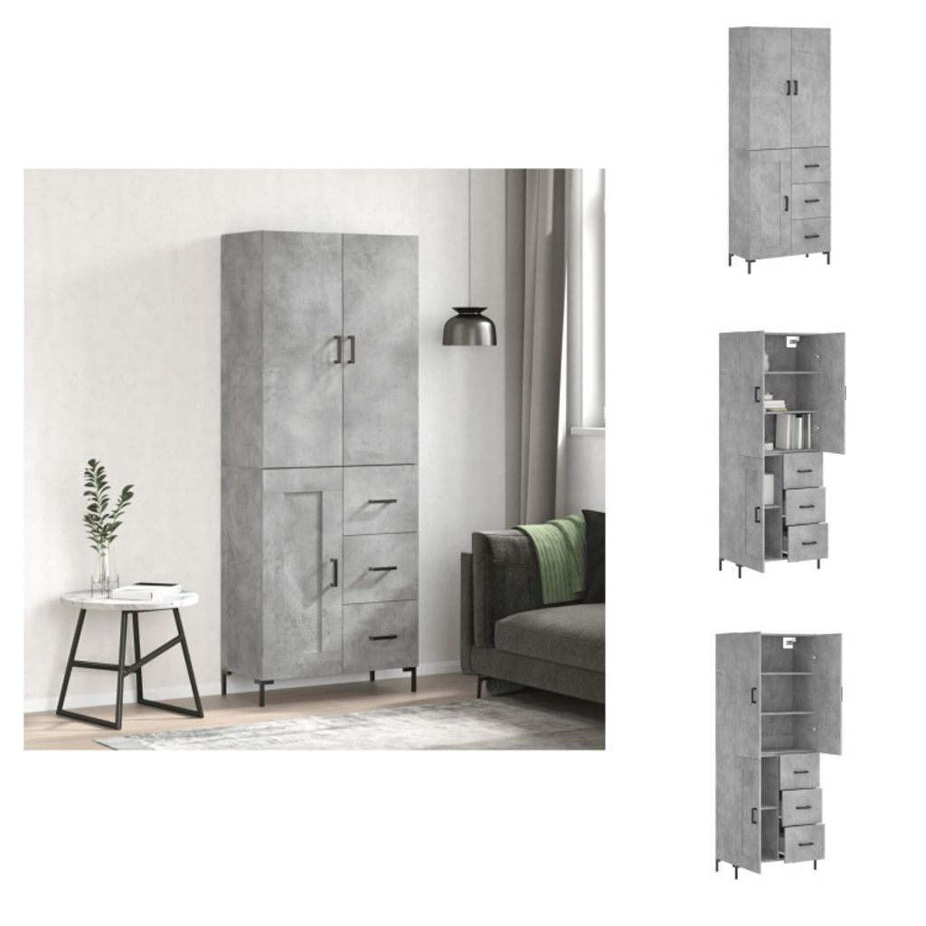 vidaXL Highboard Betongrau 69,5x34x180 cm Holzwerkstoff - Sideboards