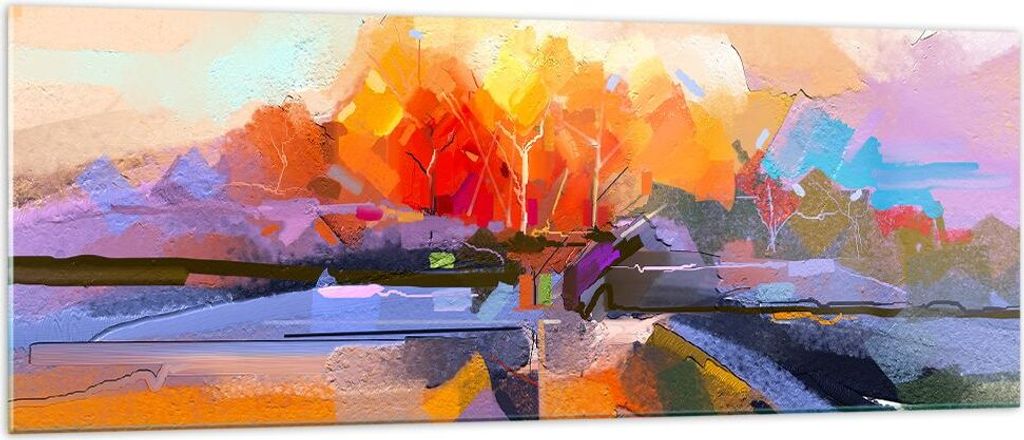 Bilder auf glas - Abstraktion modern - 140x50cm - Glasbilder - Wandbilder - Kunstdruck - zum Aufhängen bereit - Wanddekoration aus Glas - Glas Bil...
