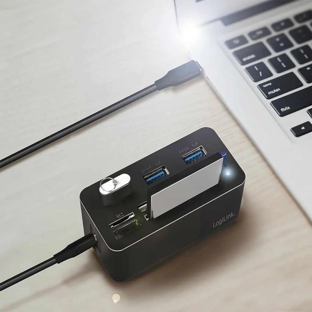 Hub USB-C LogiLink CR0046 Station d'accueil 3.2 Gen 1 multi-connexion