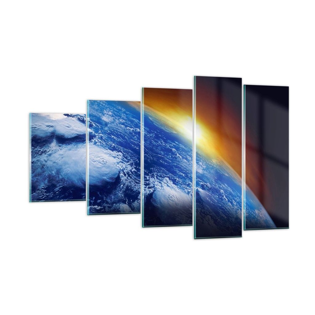 Bilder auf glas - Galaxie Erde Raum - 100x60cm - Glasbilder - Wandbilder - Kunstdruck - zum Aufhängen bereit - Wanddekoration aus Glas - Glas Bild...