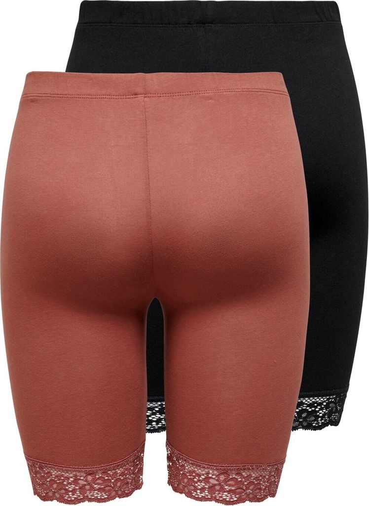 JDY JDY 2x Damen Kurze Capri Leggings Hose JDYSALLY Spitze Shorts Set Stretch Größe: S