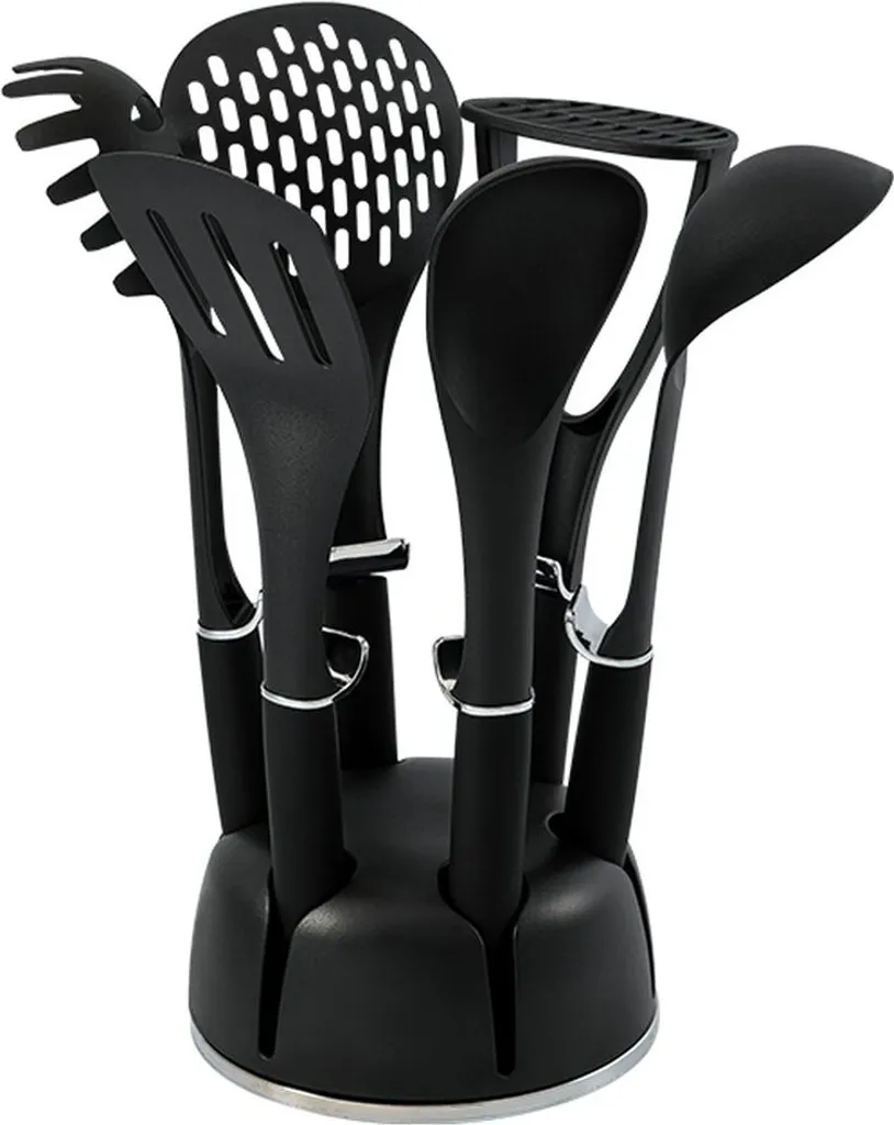 Set Accessoires de Cuisine Ergonomiques Noir Métallique Haute Résistance