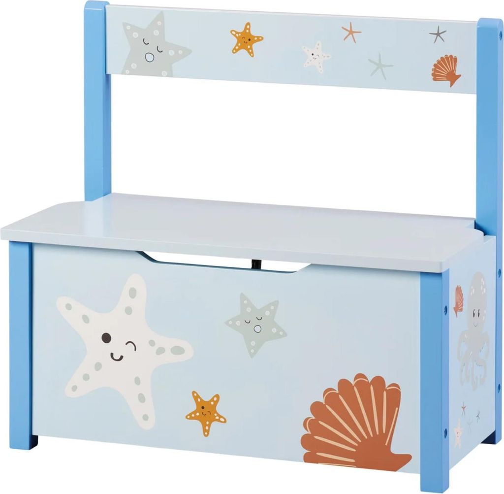 Livarno Home Truhenbank Spielzeugtruhe mit Stauraum 60 kg belastbar Blau