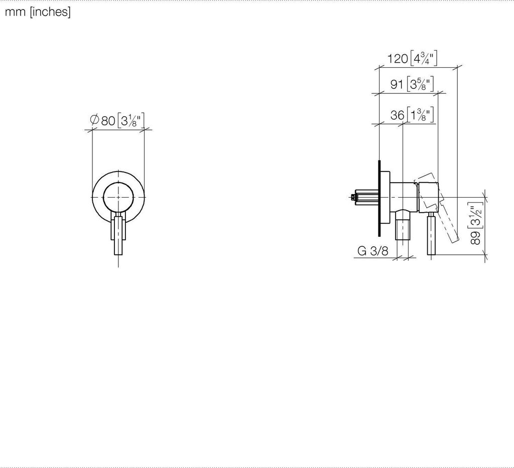 Dornbracht UP-Einhandbatterie mit Abdeckplatte D. 80mm, mit integriertem Brauseanschluss, 36046660-33