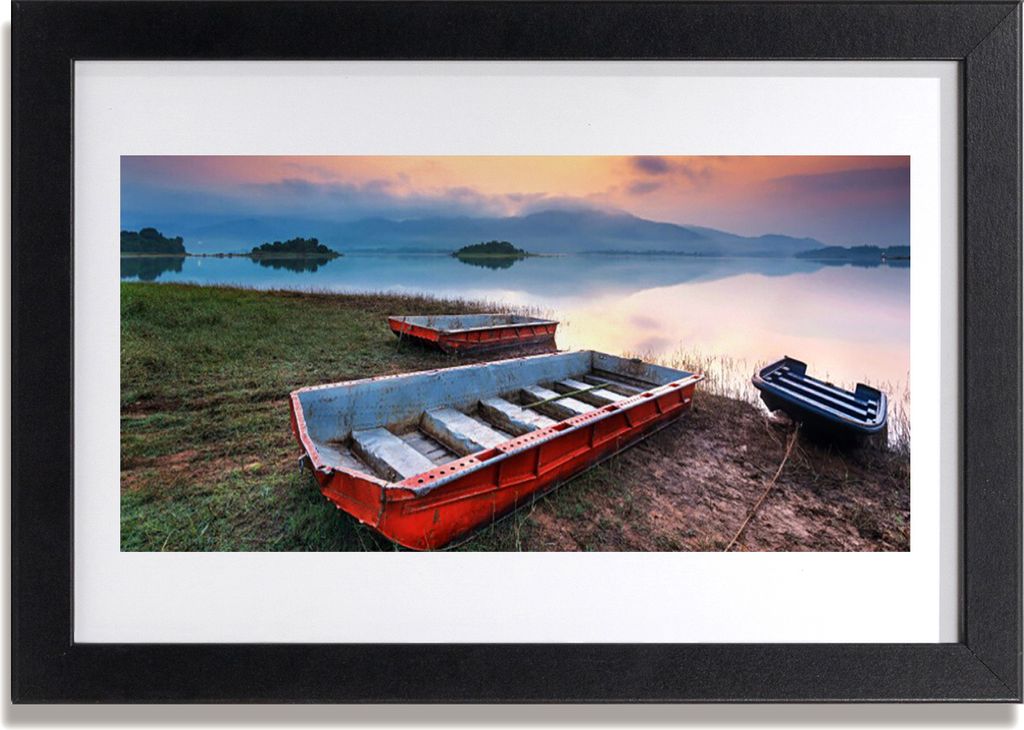 Bild 30x20 MDF-Rahmen Wandkunst Boot Landschaft